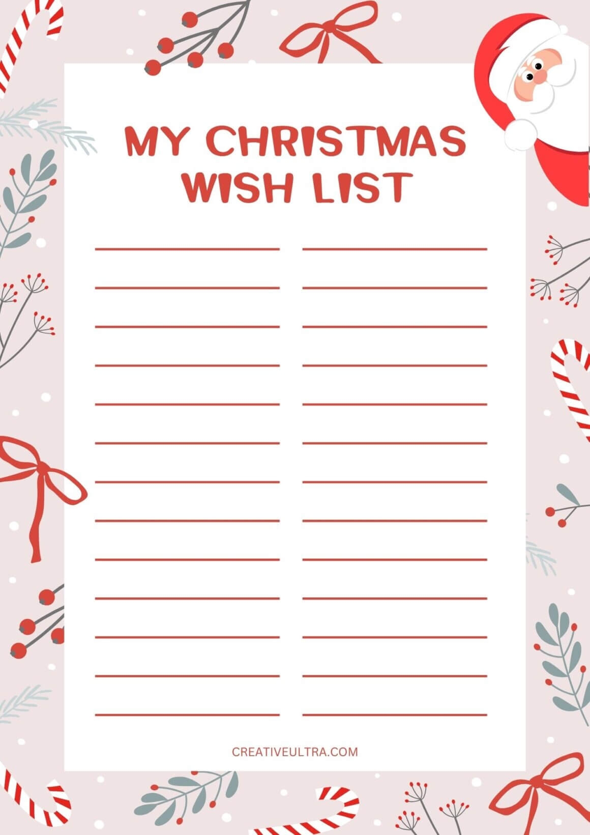 printable christmas list