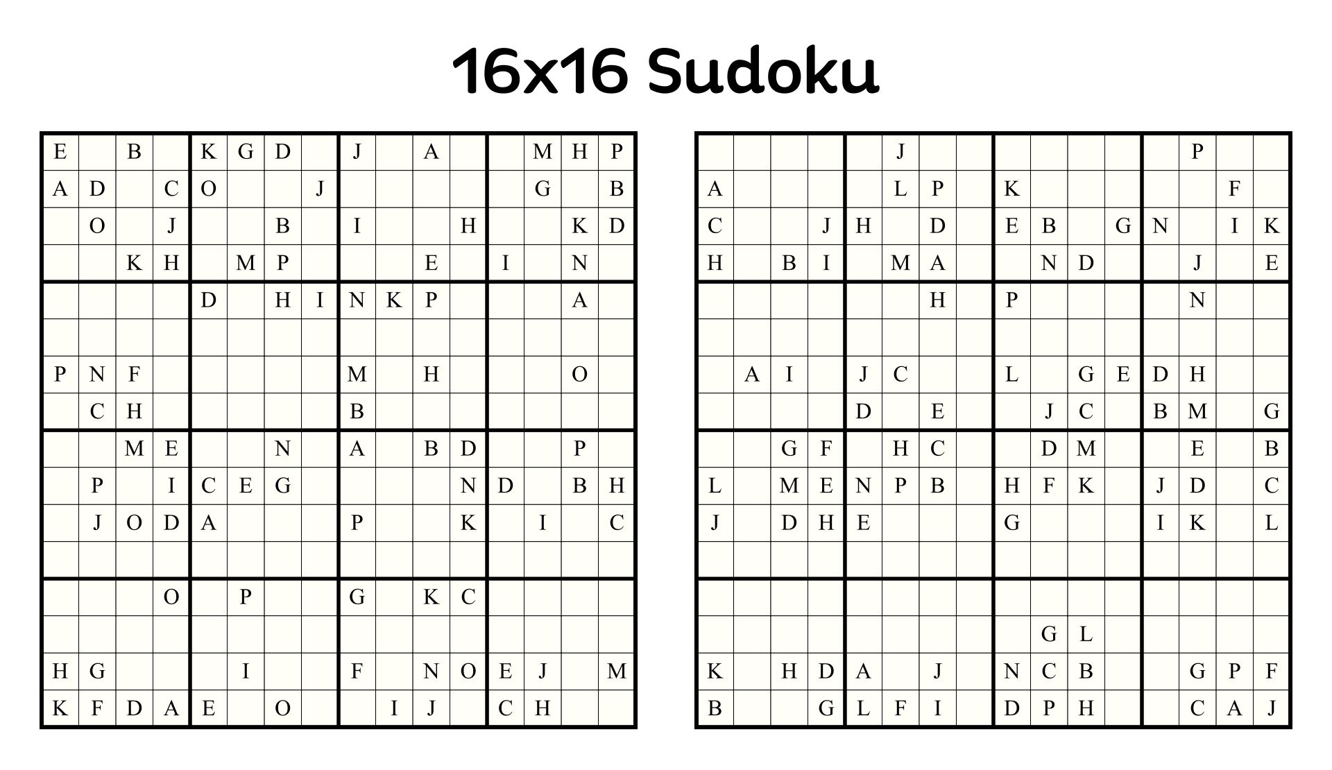 16x16 sudoku printable