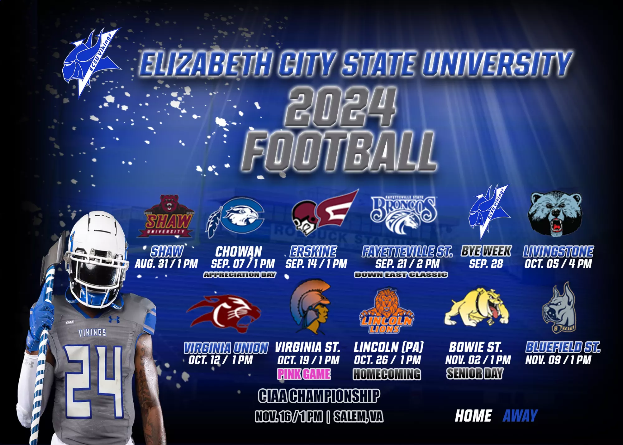 2024 Football Schedule Elizabeth City State University Athletics