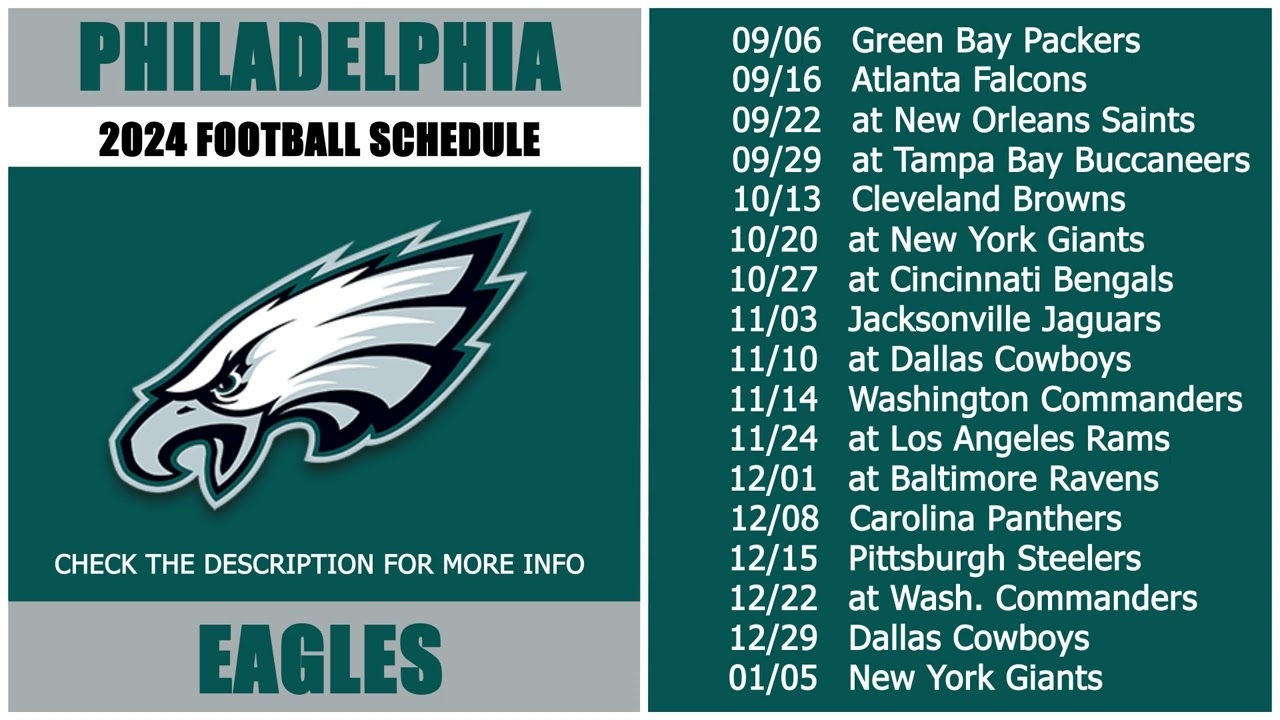 2024 Philadelphia Eagles Football Schedule YouTube