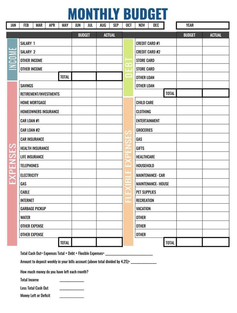pdf beginner printable budget worksheet