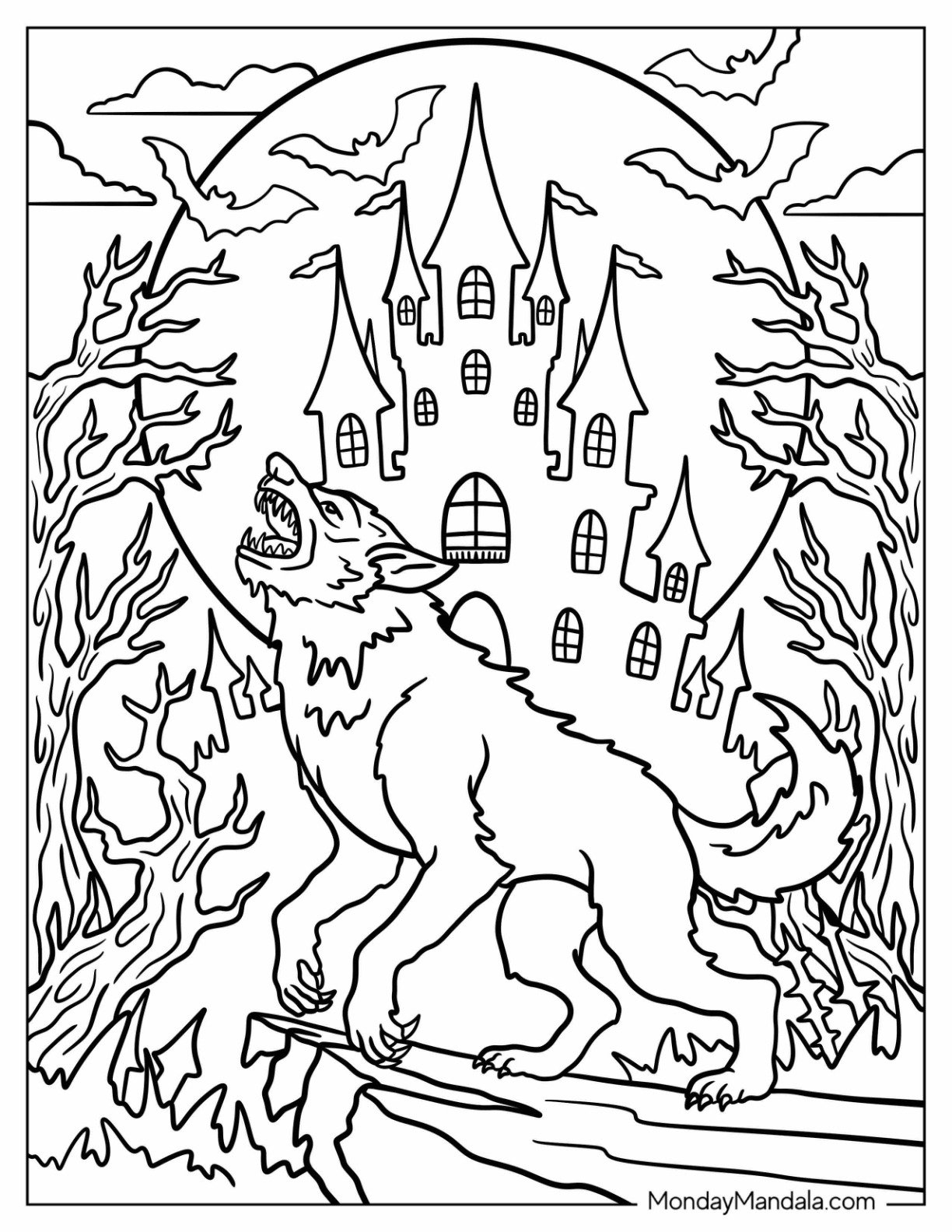 werewolf printable coloring pages