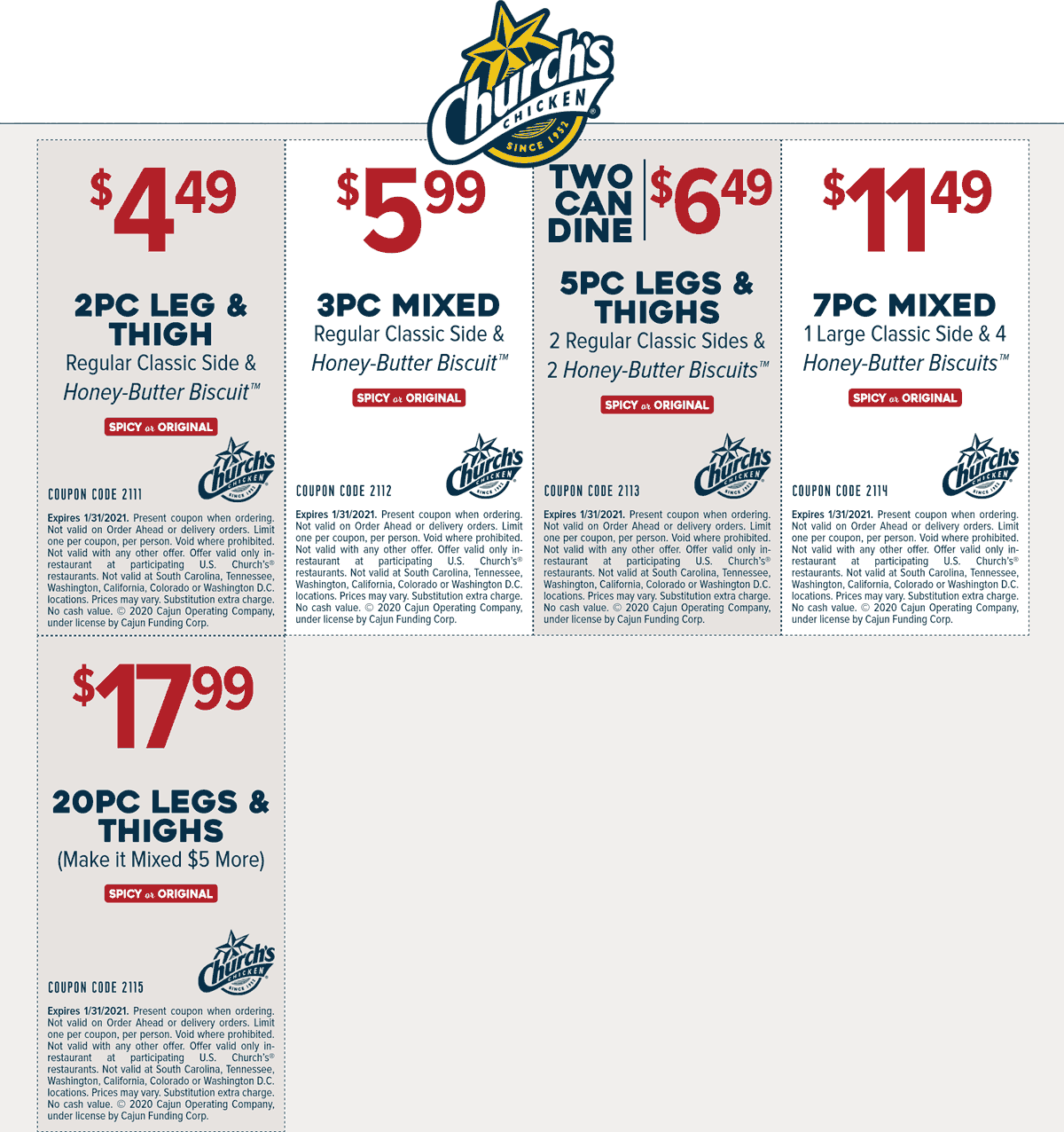 printable church's chicken coupons