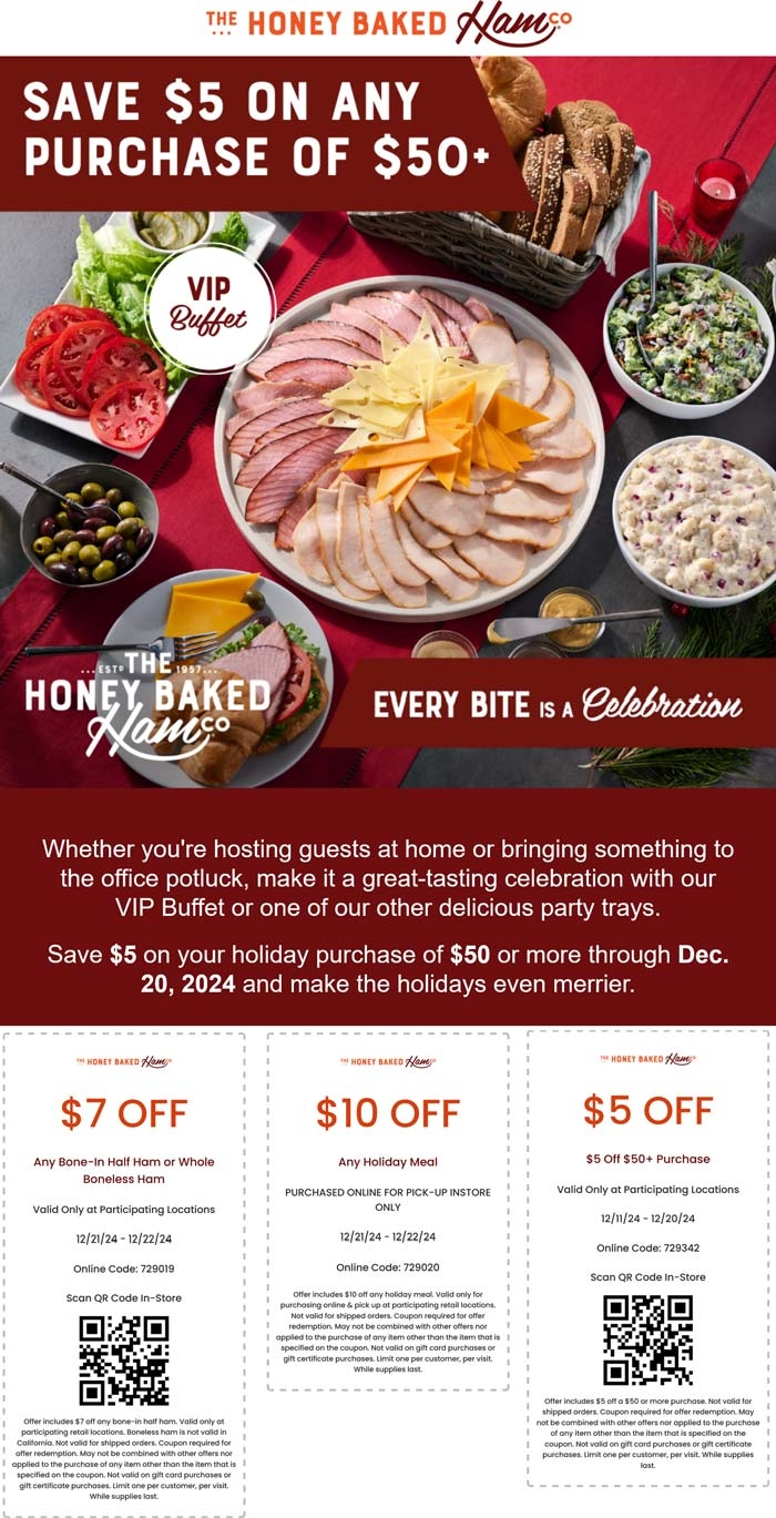 honey baked coupons printable