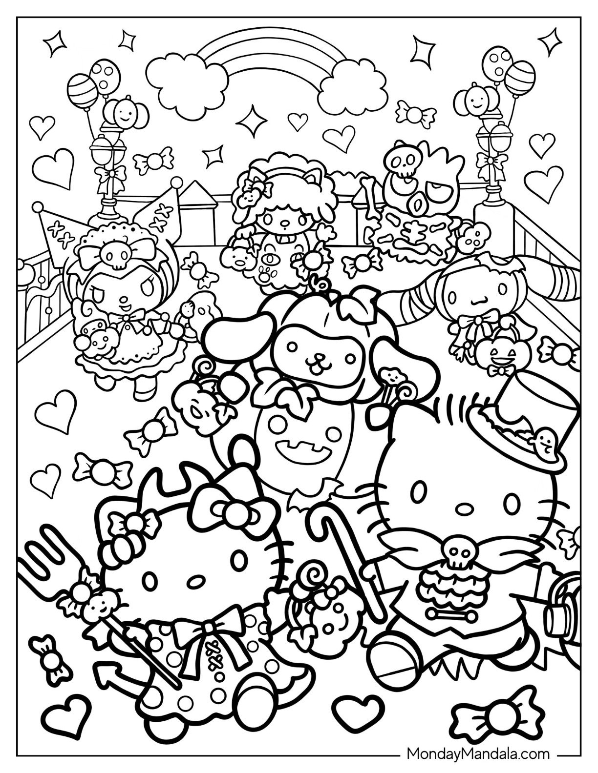 hello kitty spring coloring pages free printable