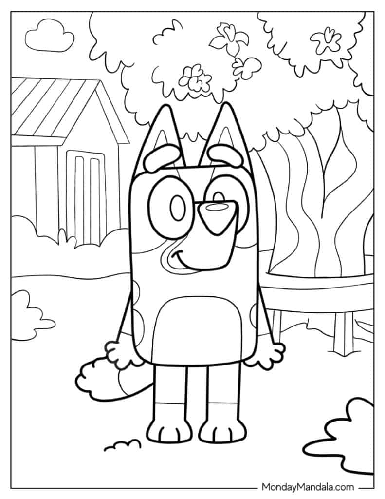 full page printable bluey colouring pages