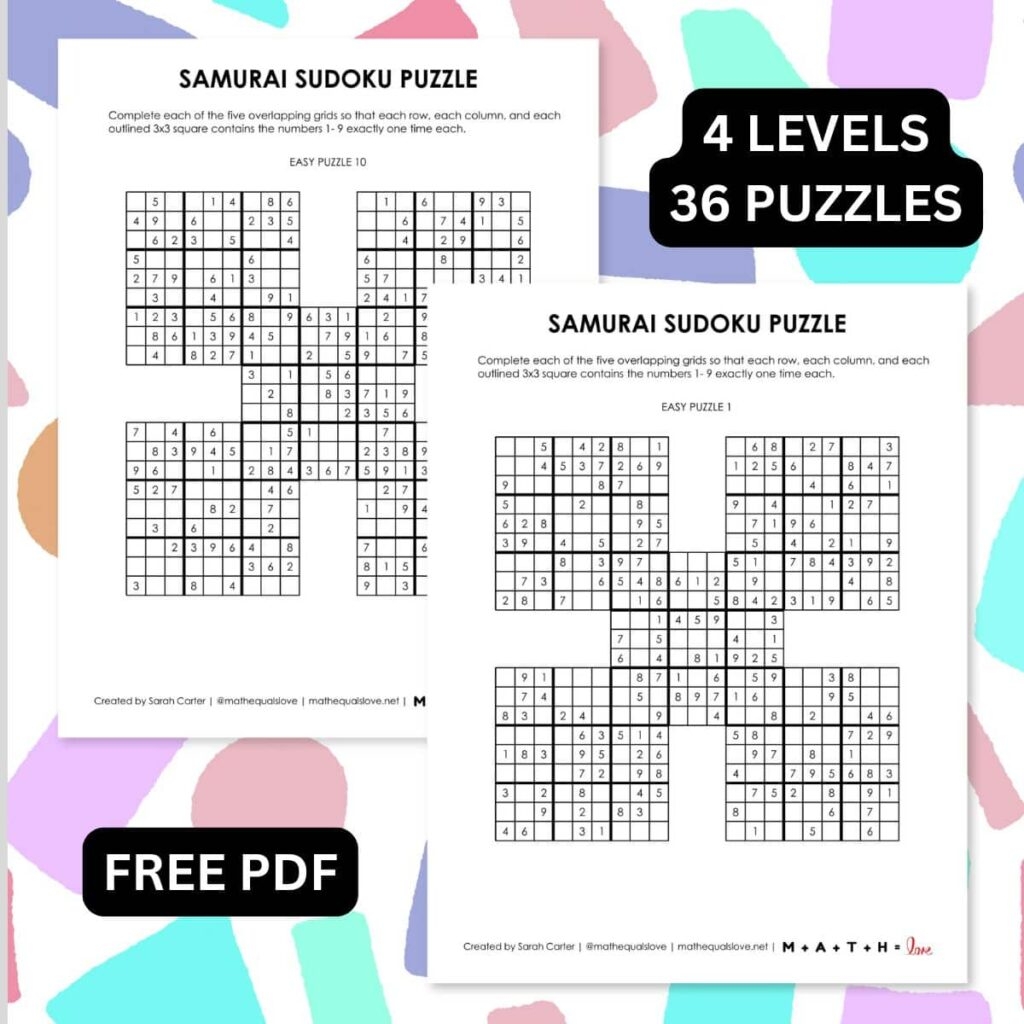 36 FREE Samurai Sudoku Printable Puzzles PDF 