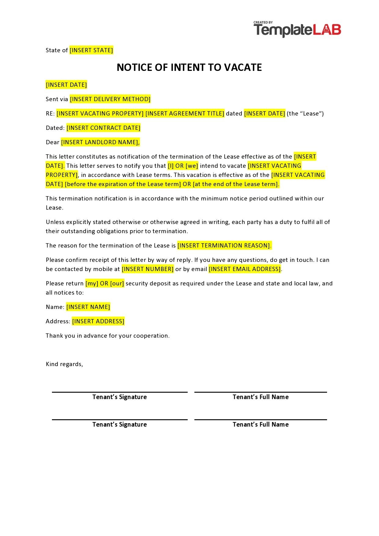 50 Free Notice To Vacate Templates 30 60 Days TemplateLab
