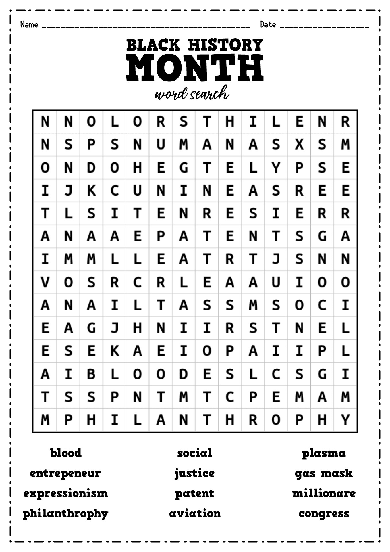 free printable black history worksheets pdf