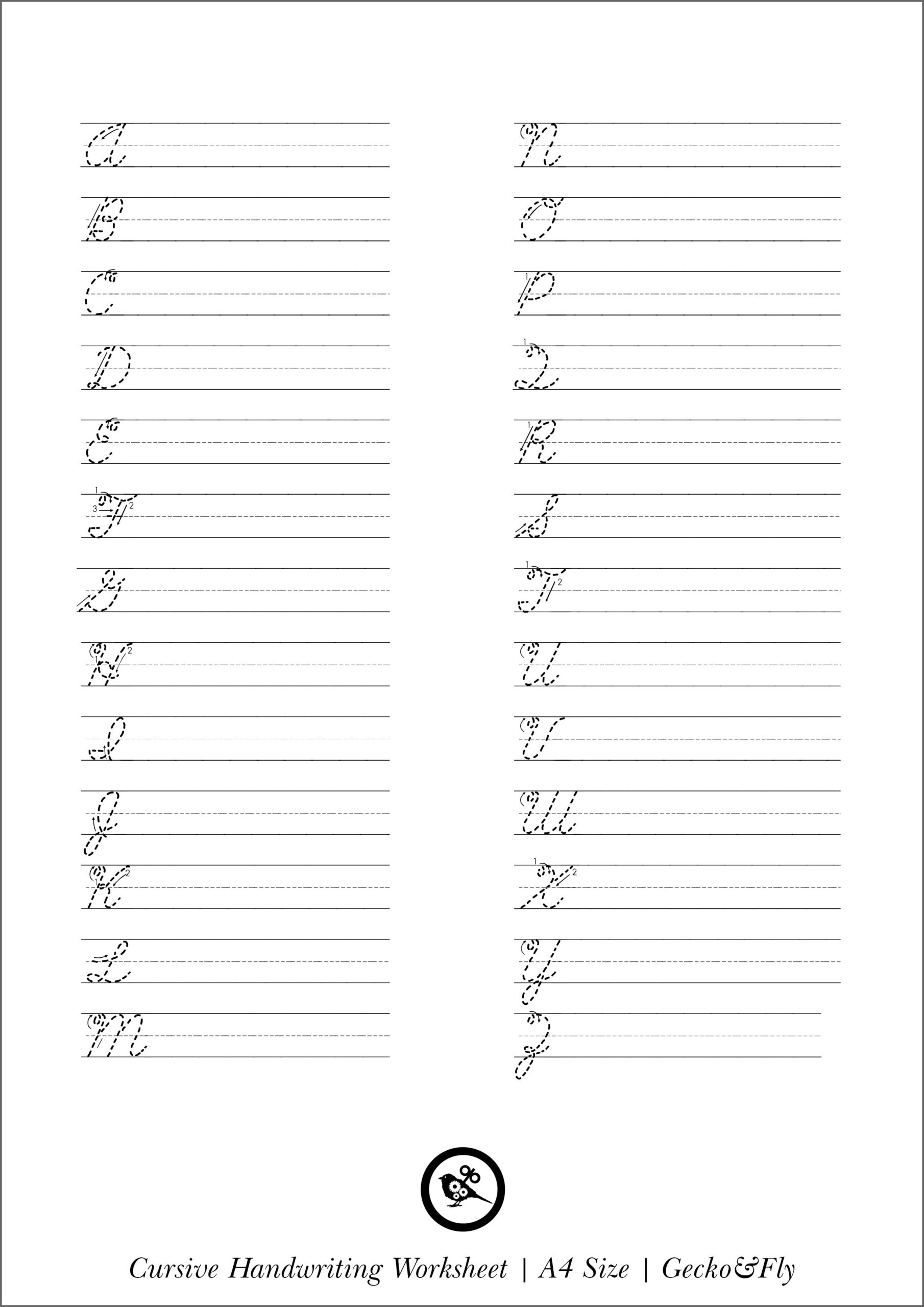 cursive writing practice worksheets printable
