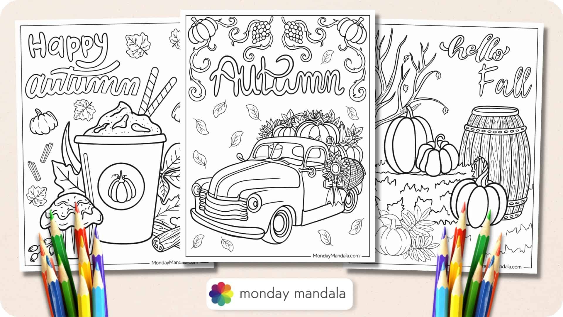 autumn color pages free printable