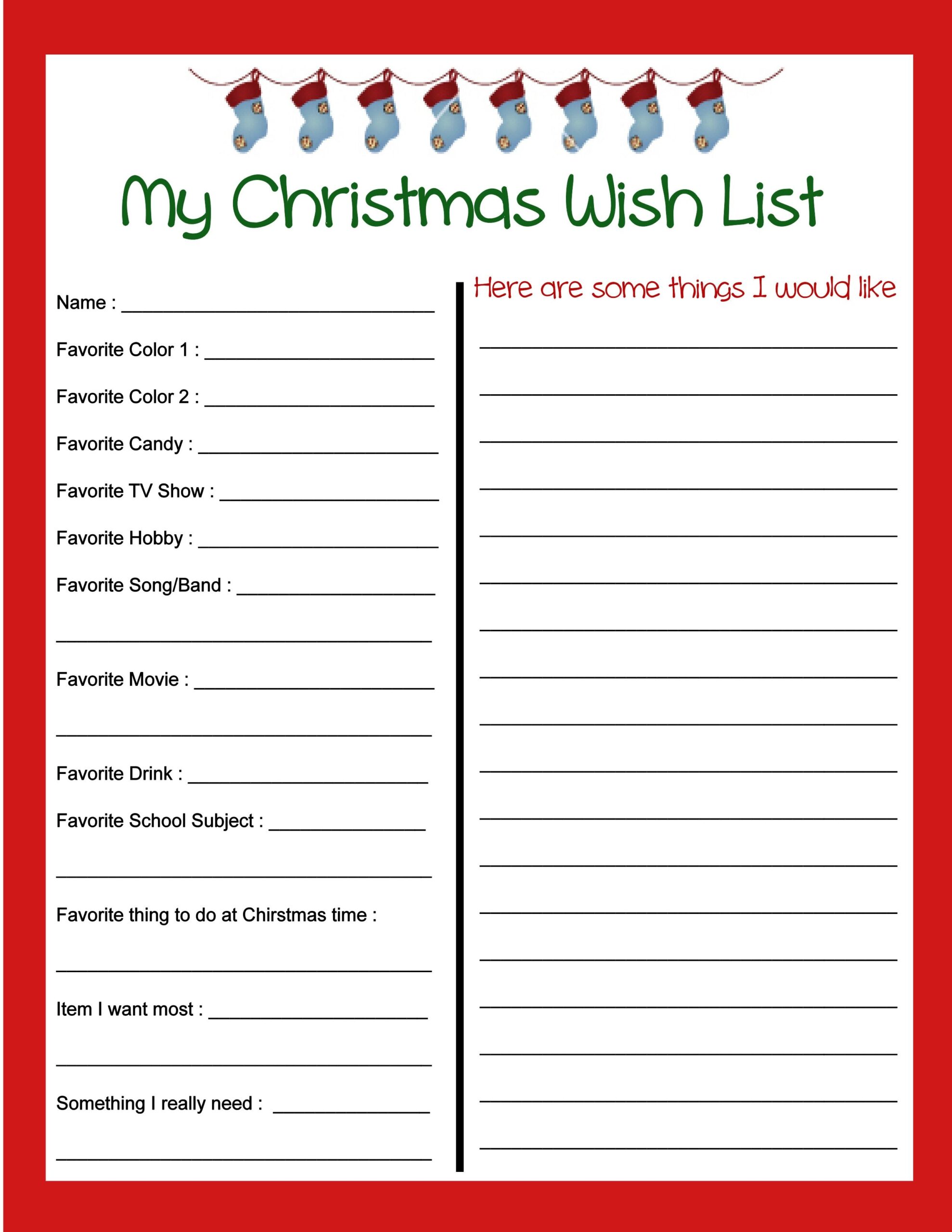 santa list printable