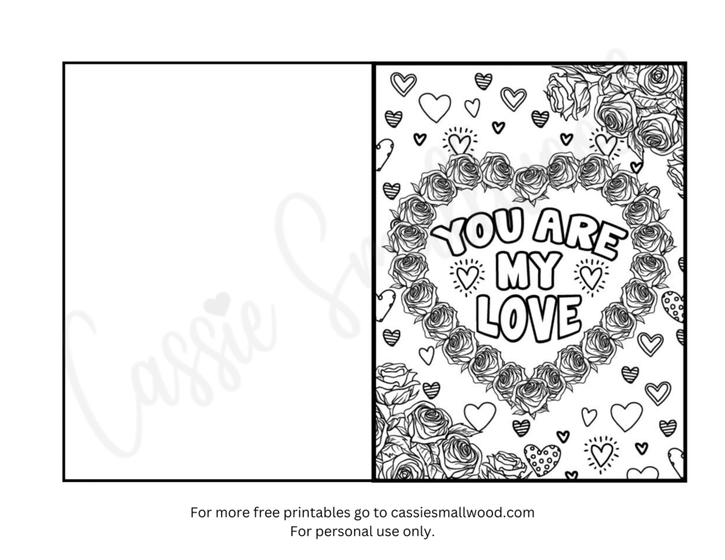 foldable printable valentines day cards to color