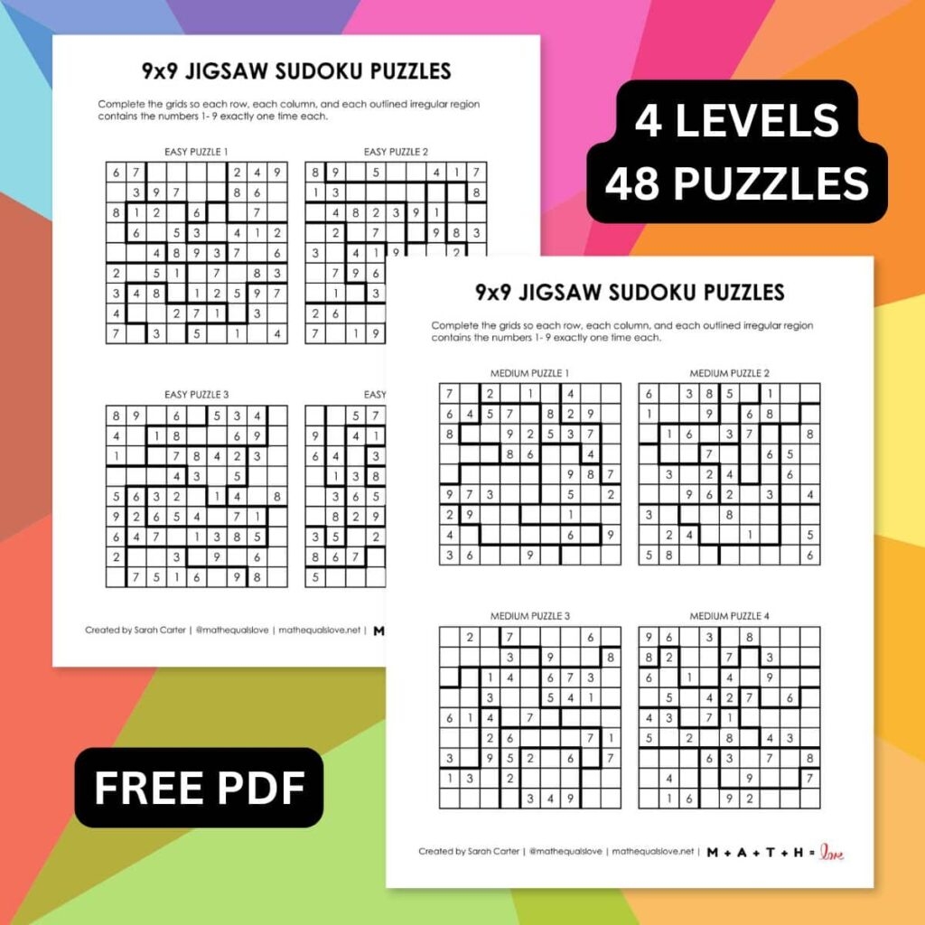 jigsaw sudoku free printable