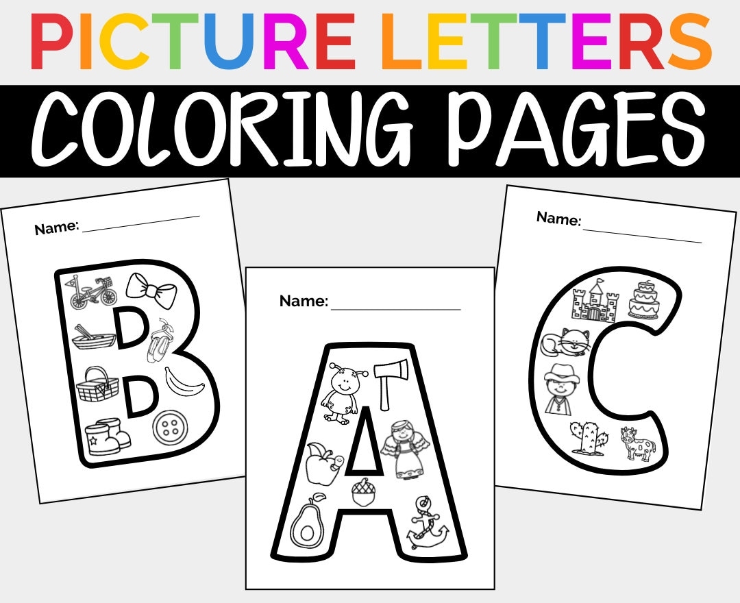 Alphabet Picture Letters Coloring Pages Printable Coloring Pages For Kids ABC Printable Letters Coloring Pages For Prek K Etsy Denmark