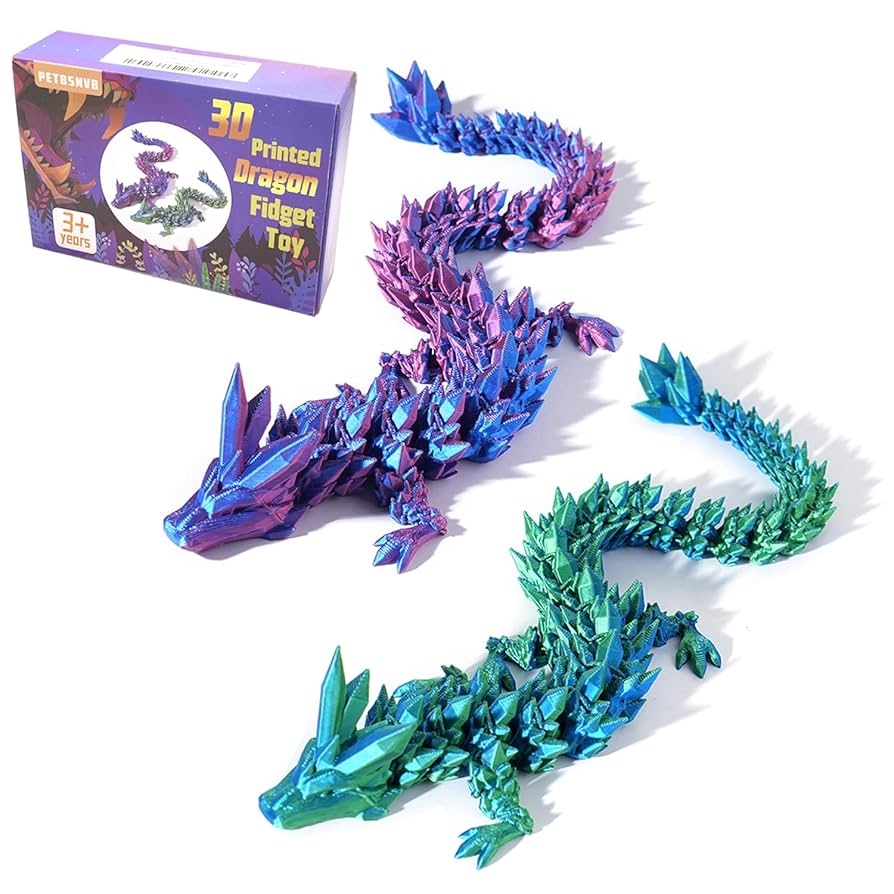 Amazon 2PCS 12 3D Printed Dragon 3D Animals 3D Fidget Toy Autism Toys 3D Dragon 3D Printing Dragon For Home Office Decor Executive Desk Toys Toys Games
