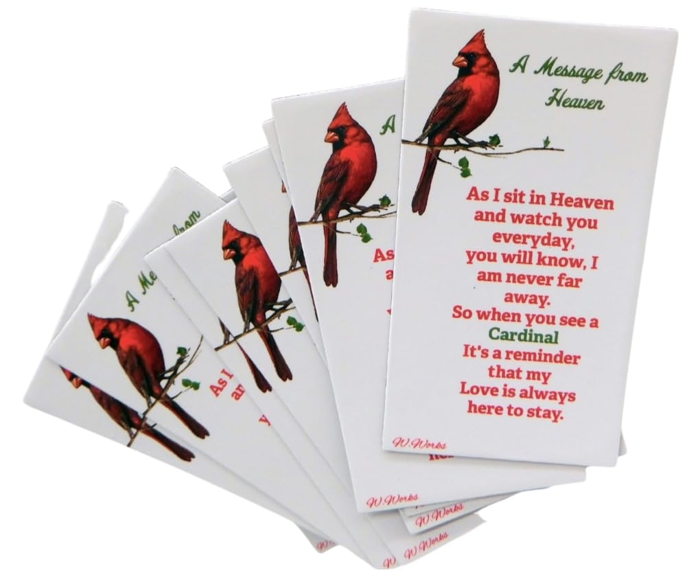 Amazon Cardinal Memorial Card Fridge Magnet Poem Bulk Lot Message From Heaven Set Of 10 Home Kitchen