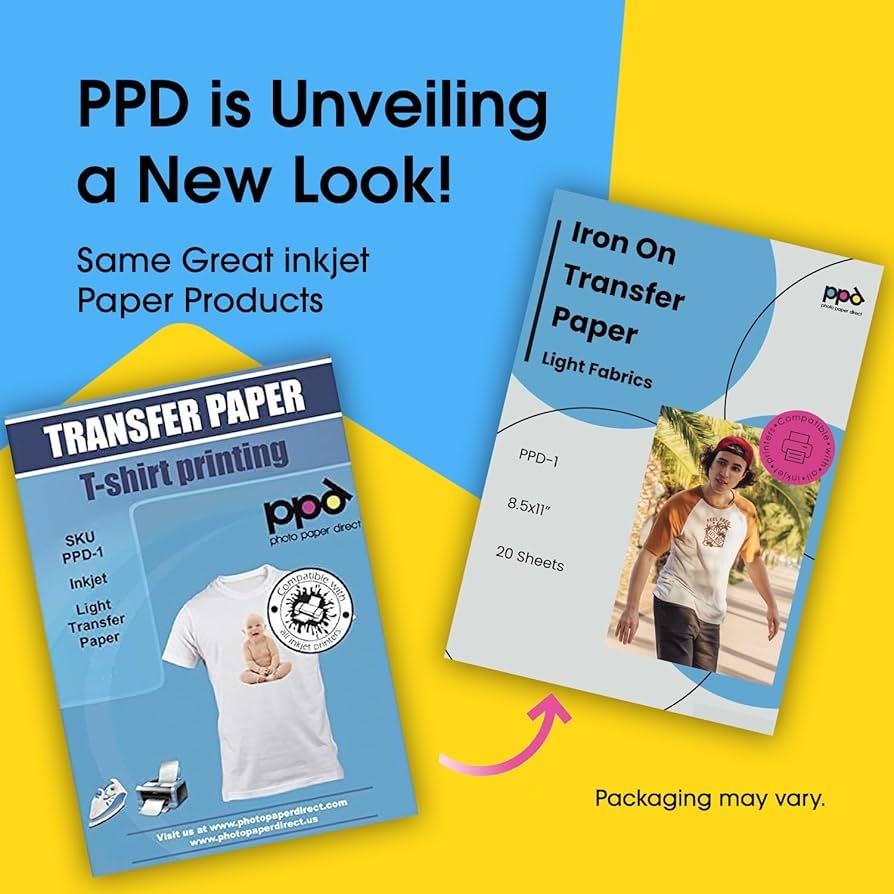 Amazon PPD Iron On Transfer Paper For Inkjet Printer For Light Fabric 8 5 X 11 Printable Paper For Clothing T Shirts And Cotton Textiles Print And Cut Heat Transfer DIY At
