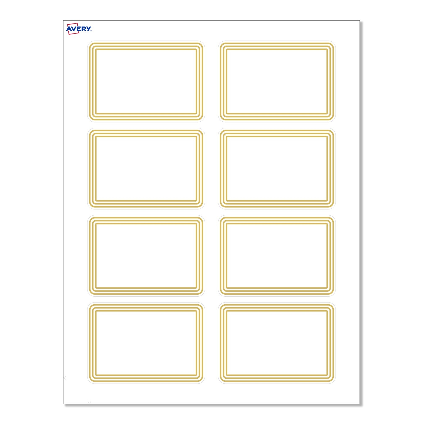 Avery Printable Rectangle Adhesive Name Tags Multi Lined Gold Border Design 2 1 3 X 3 3 8 Matte White Removable Name Tags Laser Inkjet 80 Total Great For Name Badges Michaels