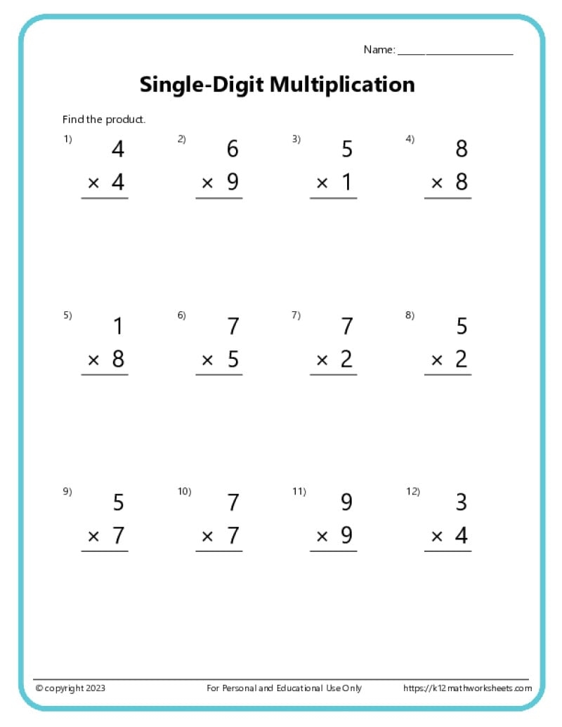 printable multiplication practice sheets