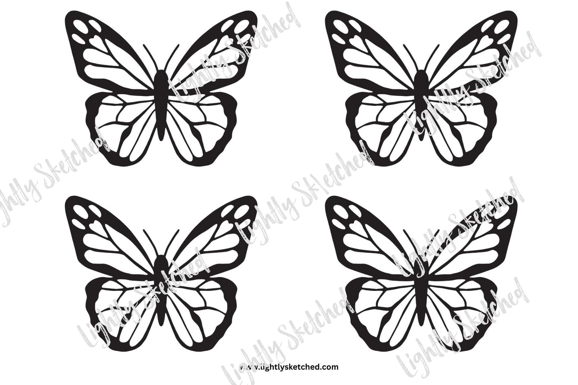 Beautiful Butterfly Templates Lightly Sketched