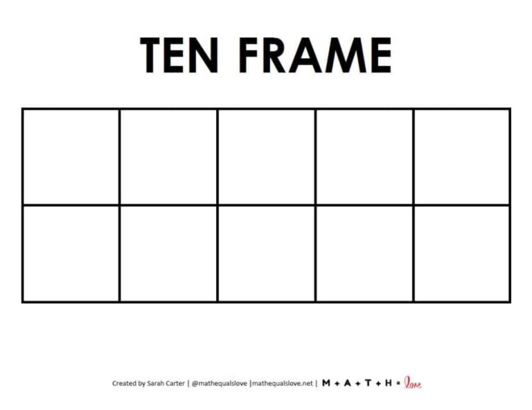 Blank Ten Frame Template Free Printable PDF 