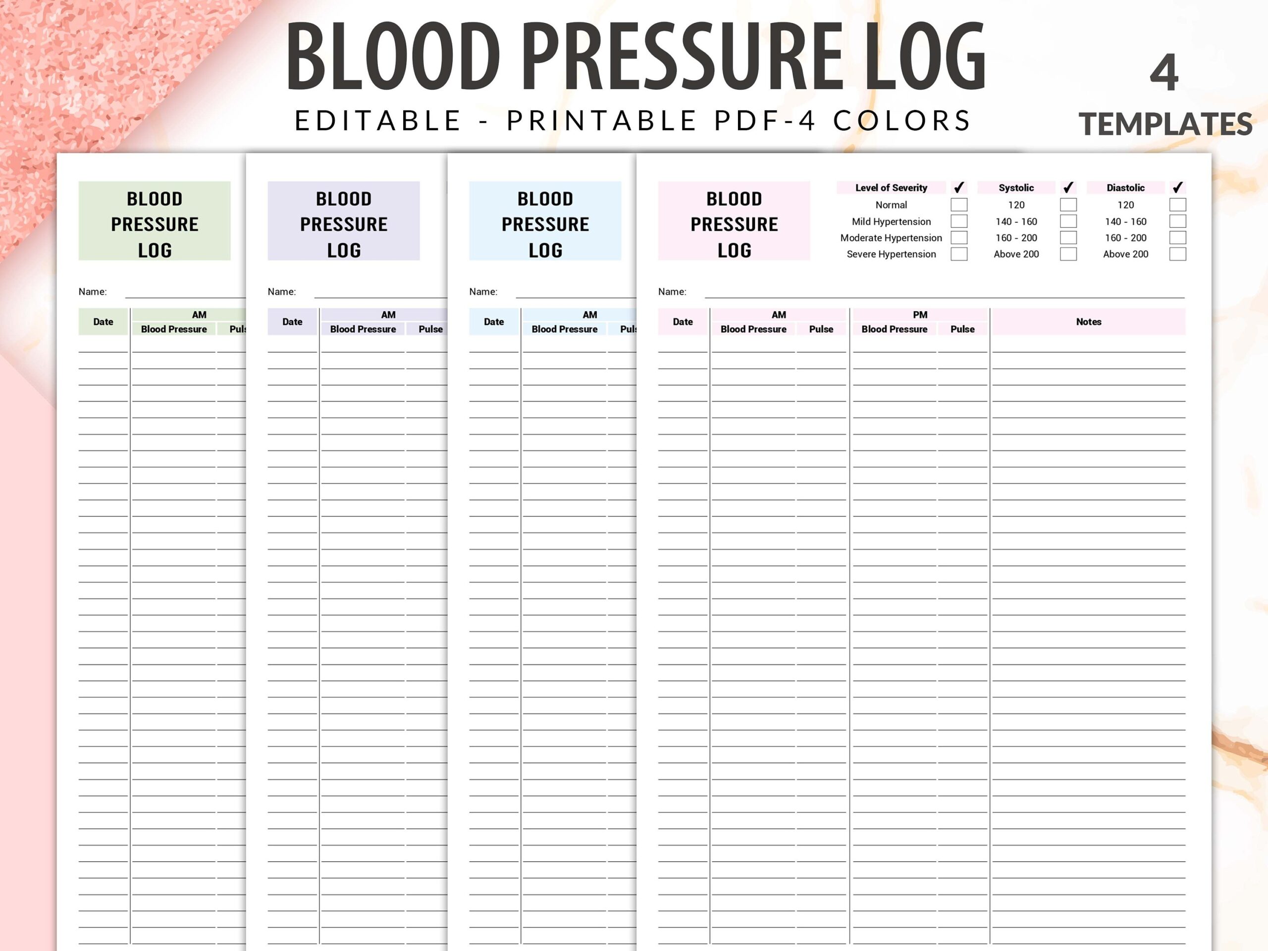blood pressure log printable