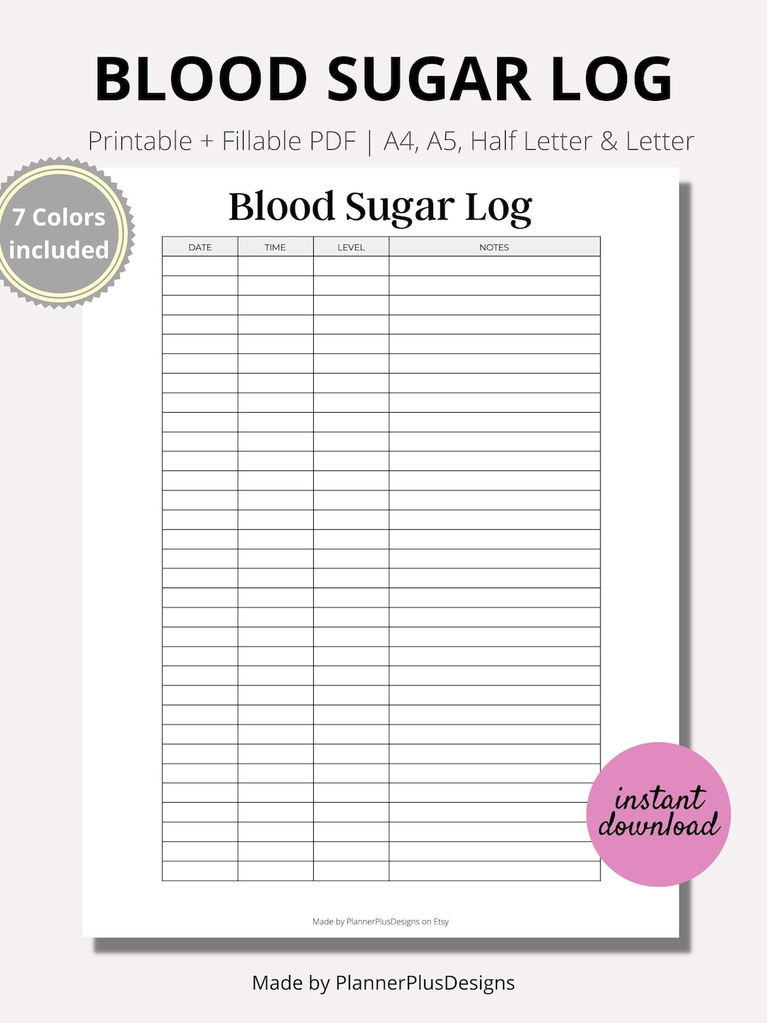 printable blood sugar log