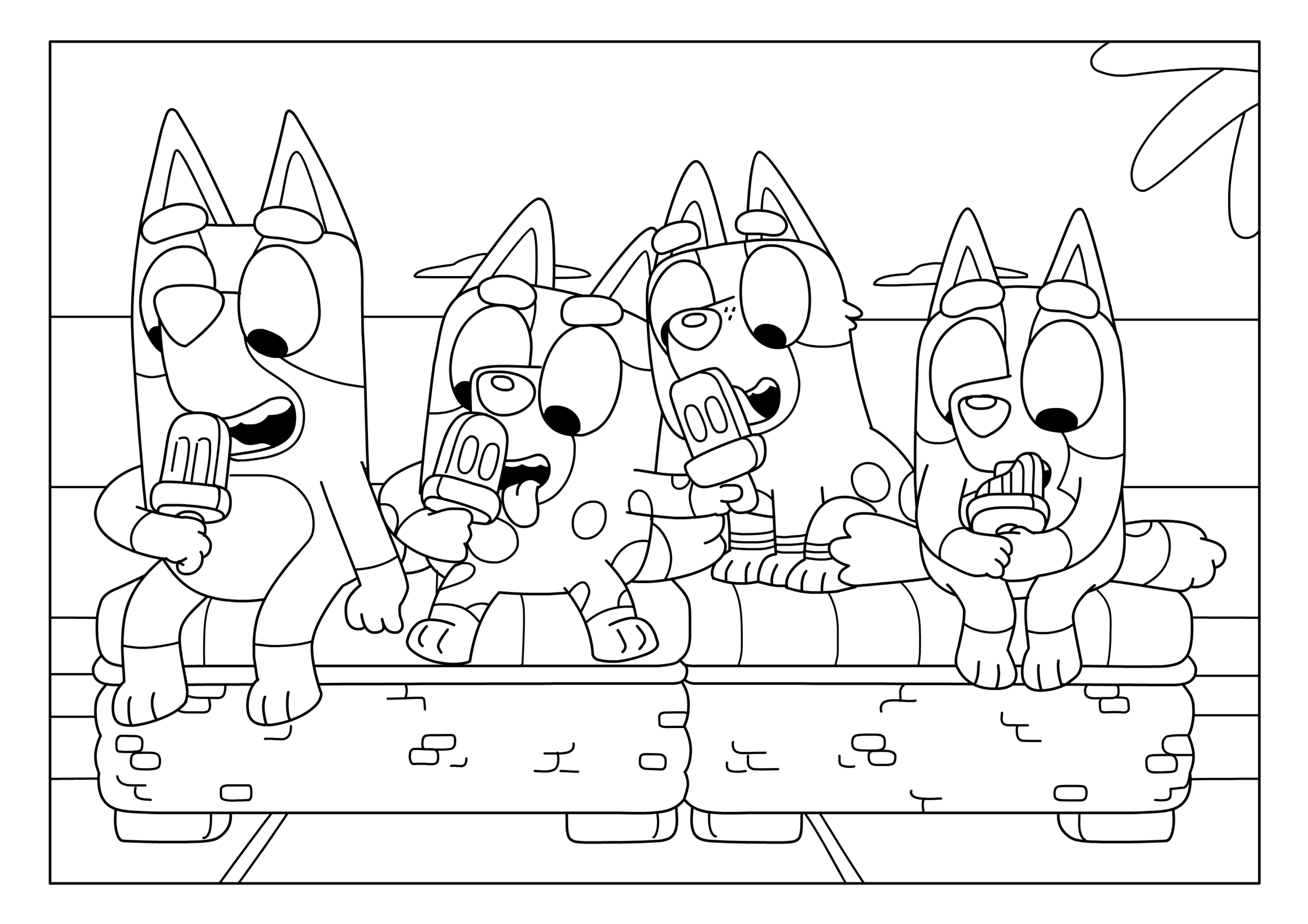 printable bluey family colouring pages