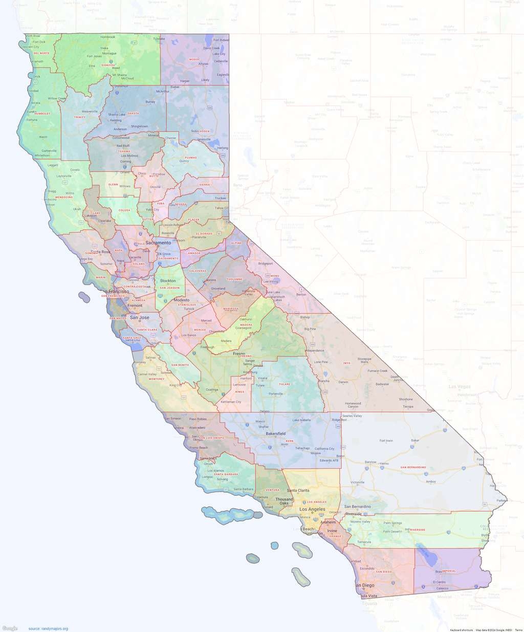 California County Map Shown On Google Maps