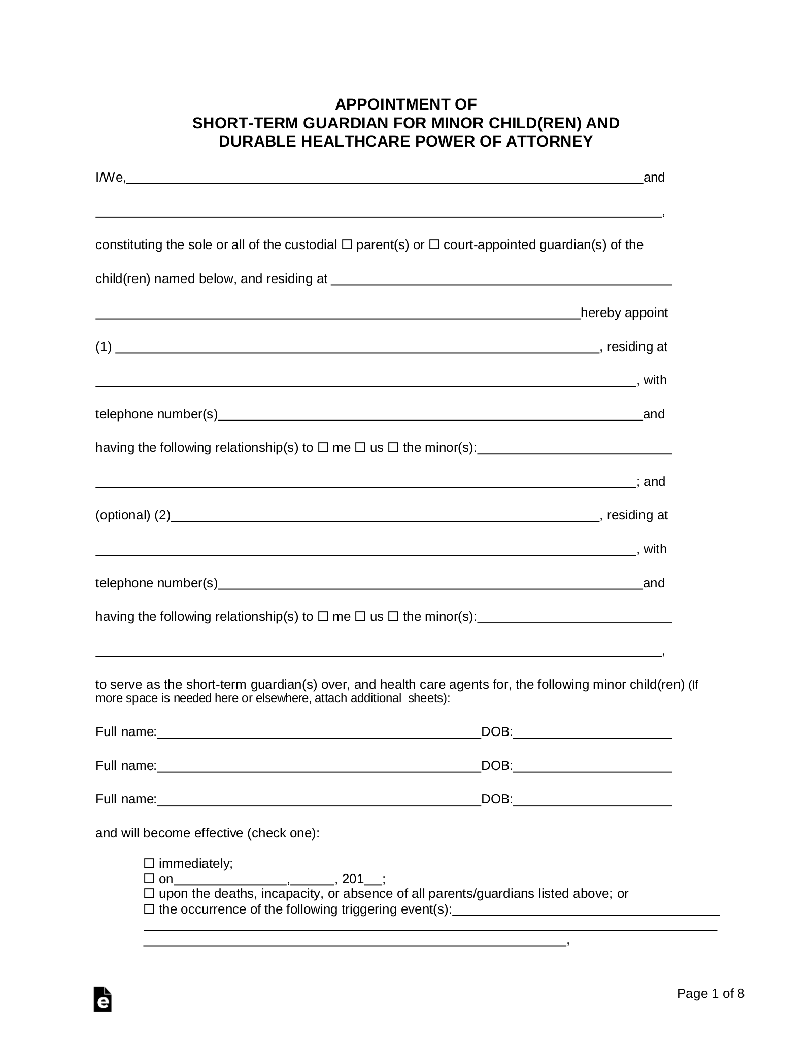 California Power Of Attorney Forms 10 Types EForms