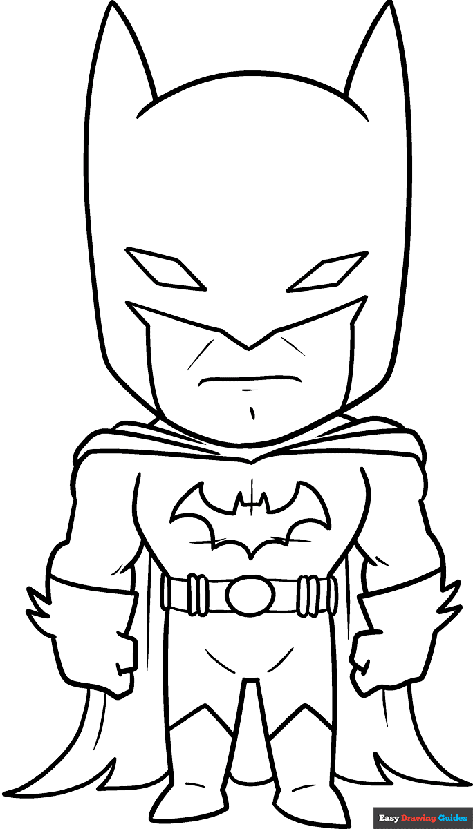 Chibi Batman Coloring Page Easy Drawing Guides