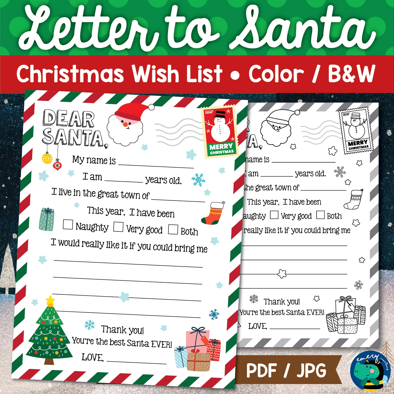 christmas list printable