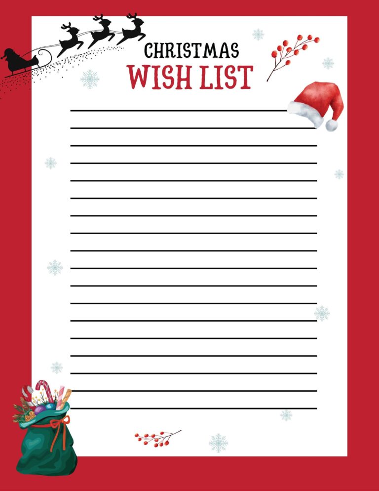 Christmas Wishlist Christmas Printable For Kids Christmas Activity Christmas Printable Red And White DIY Template Etsy