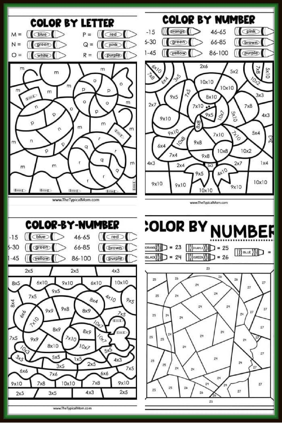 free printable color by numbers