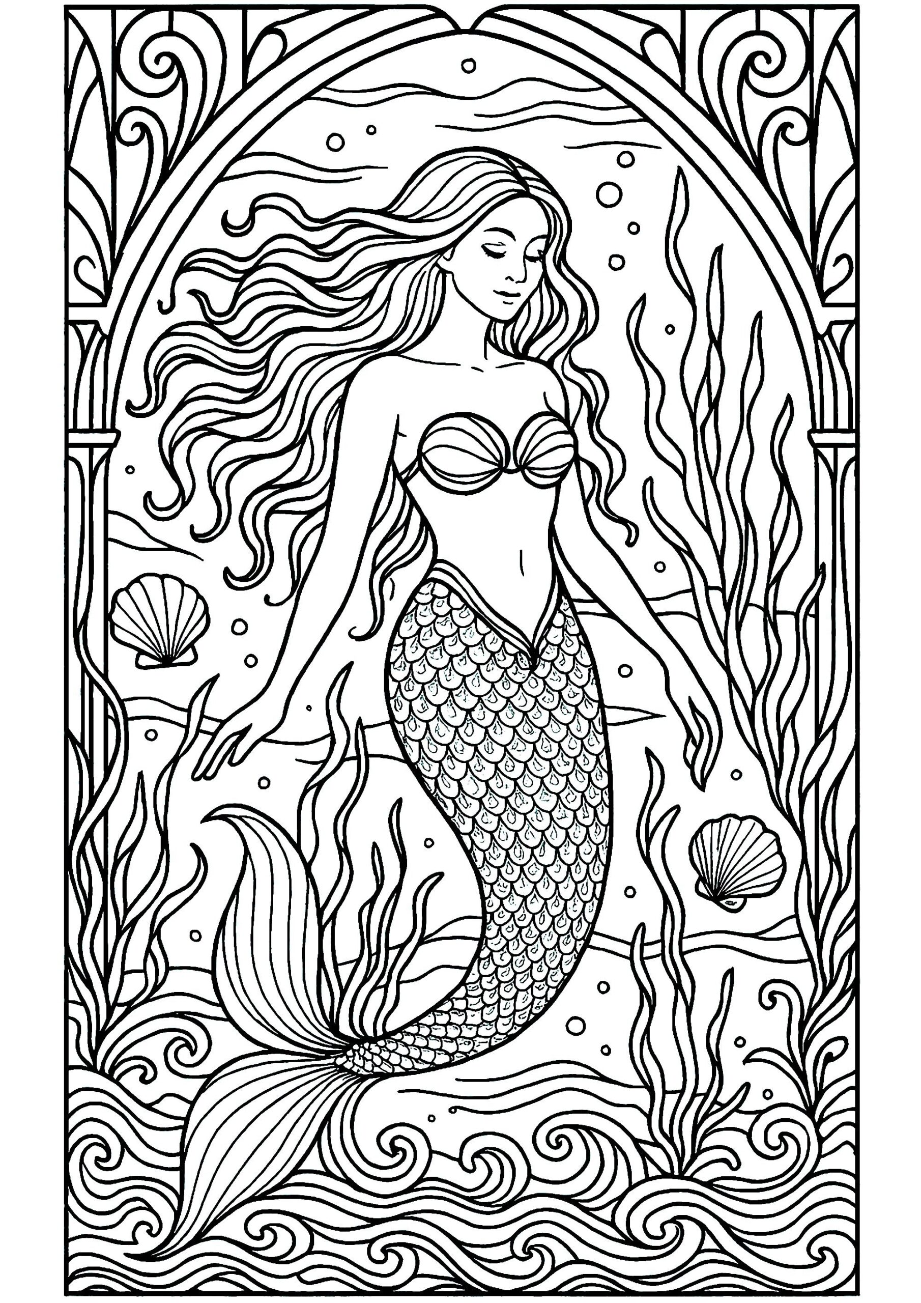 mermaid printable coloring pages