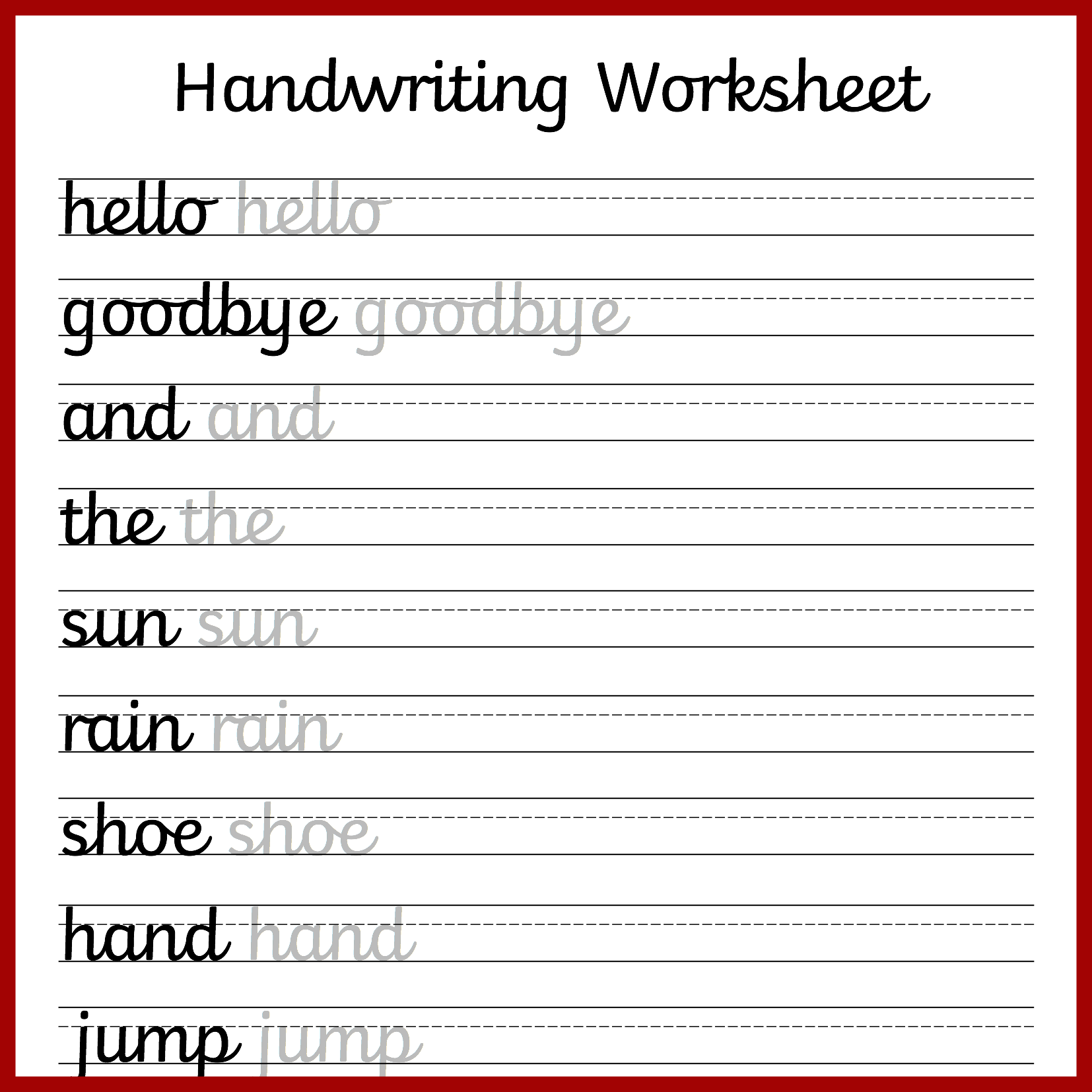 free handwriting worksheets printable