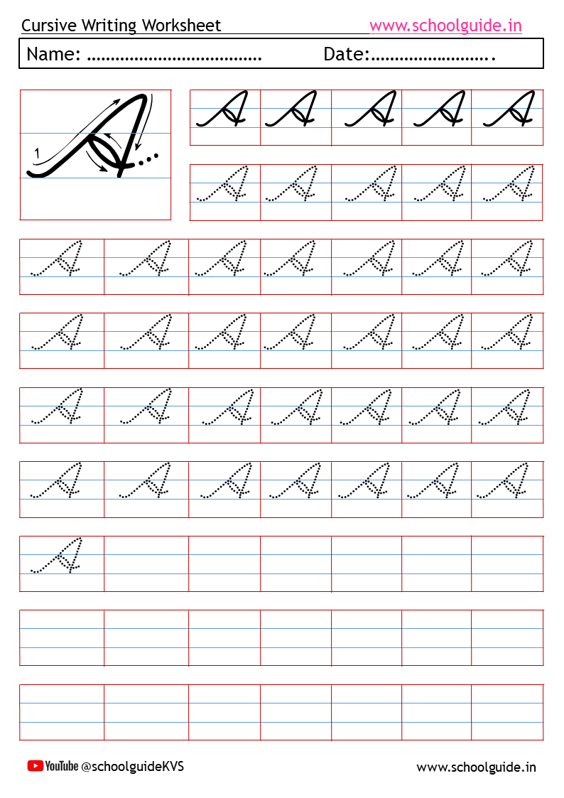 cursive handwriting worksheets free printable