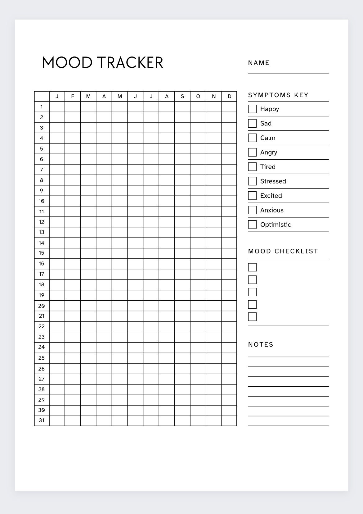 mood tracker printable
