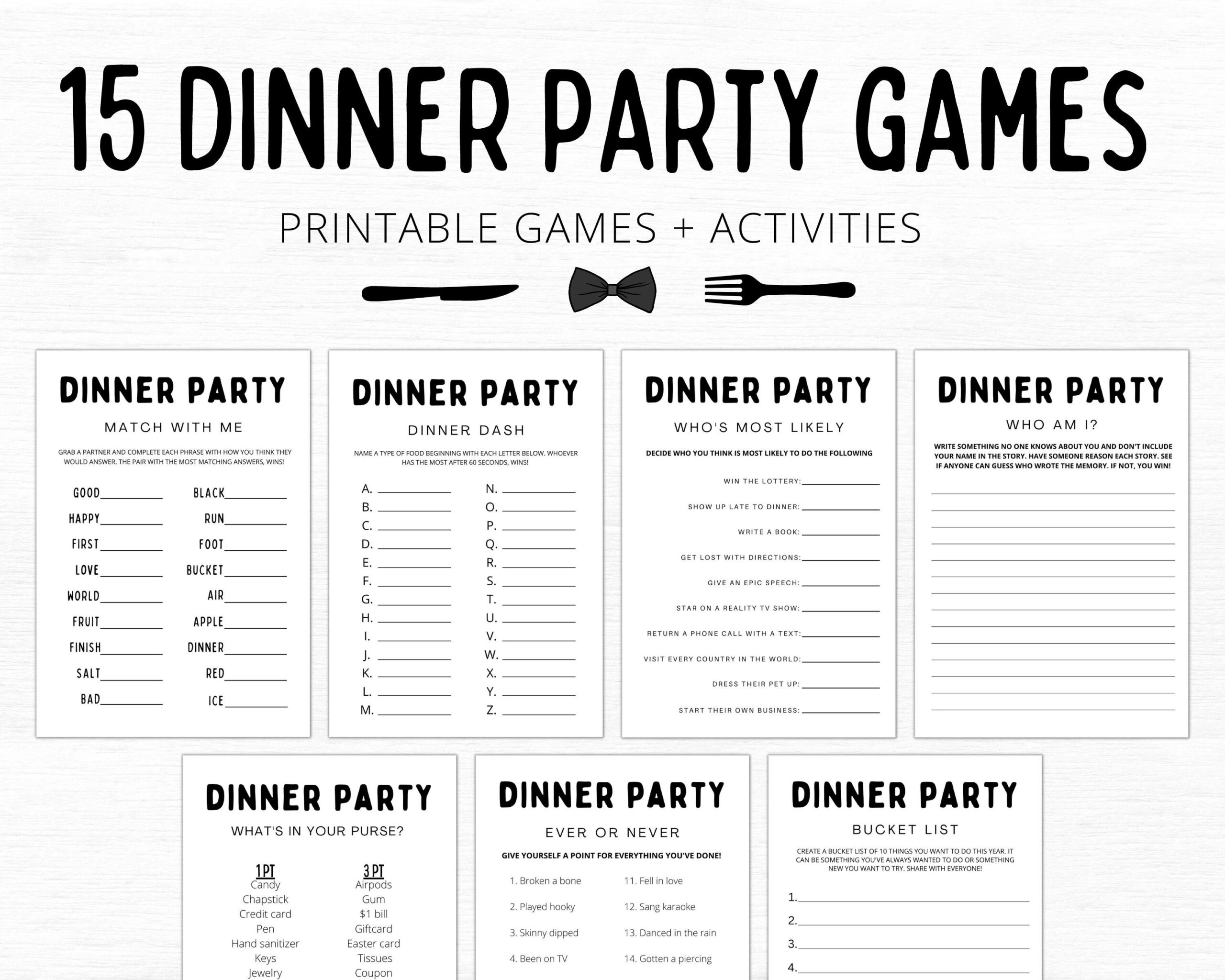 Dinner Party Games Printable Dinner Party Games Dinner Games Dinner Table Games Icebreaker Game Happy Hour Games Work Party Game Etsy