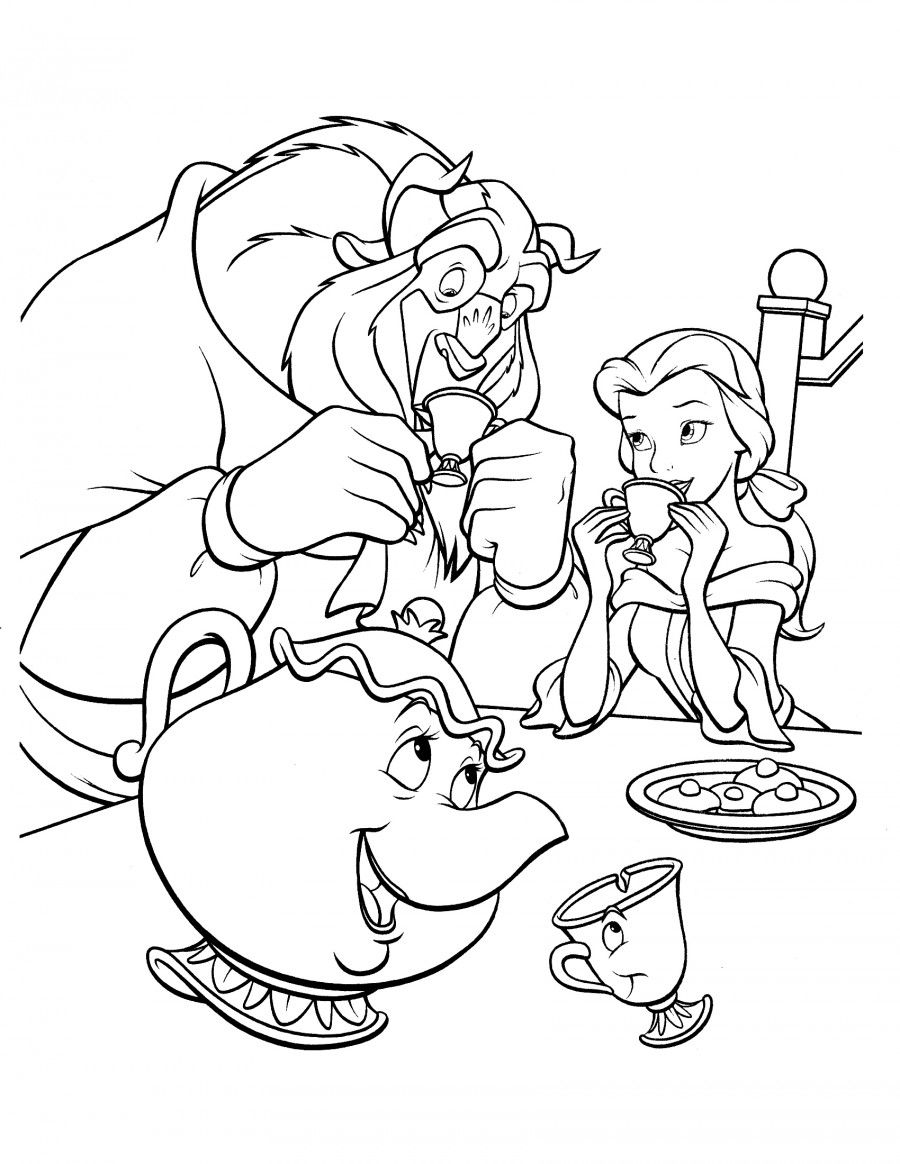 beauty and the beast printable coloring pages