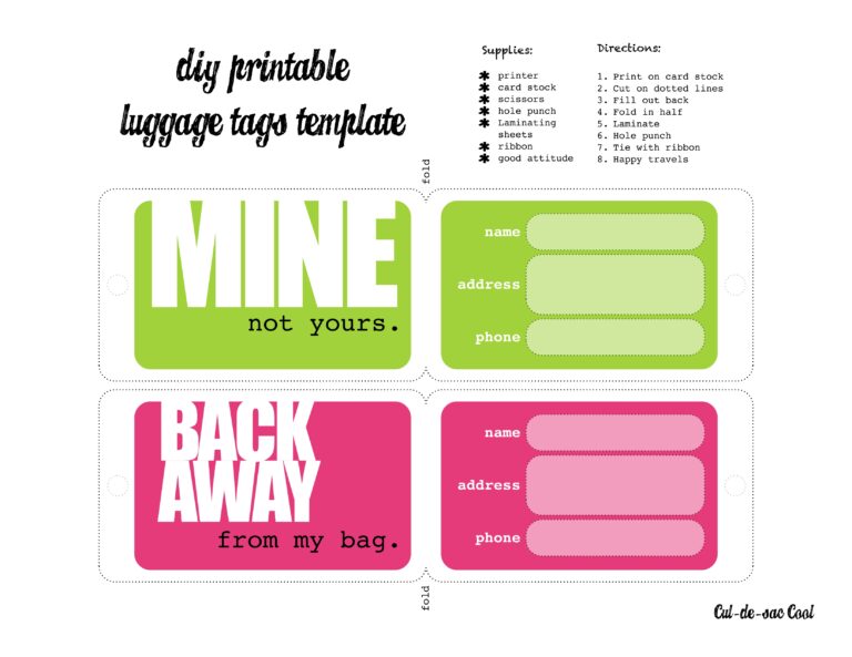 DIY Printable Luggage Tags 