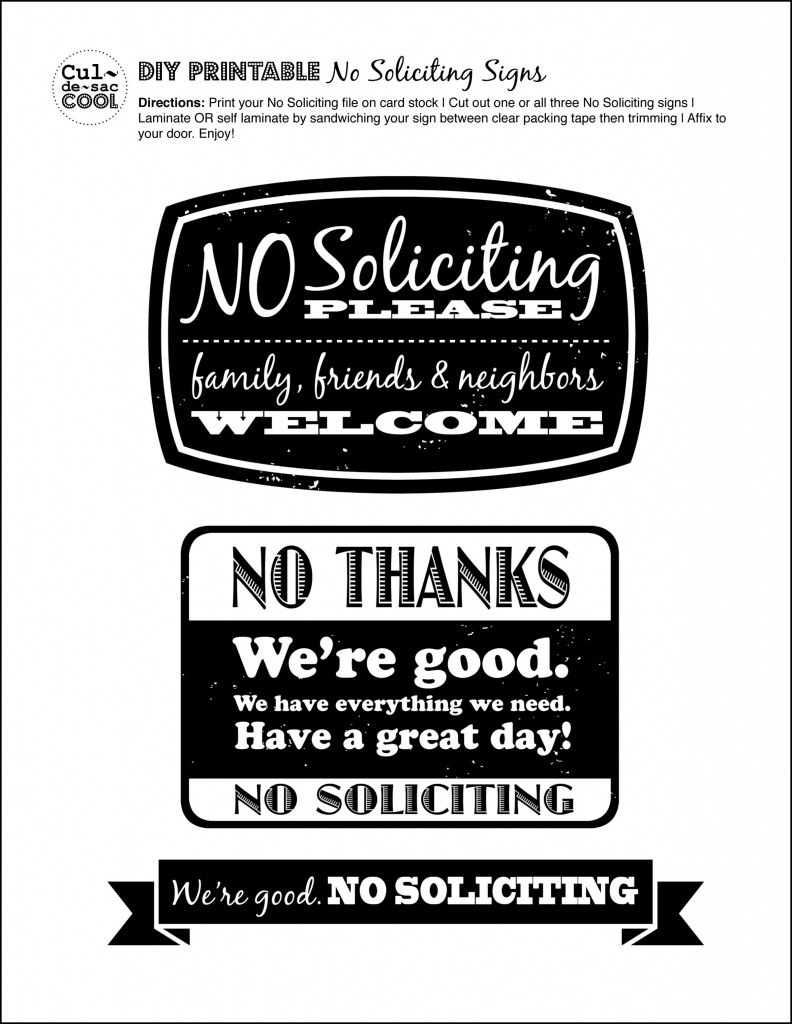 no soliciting sign printable
