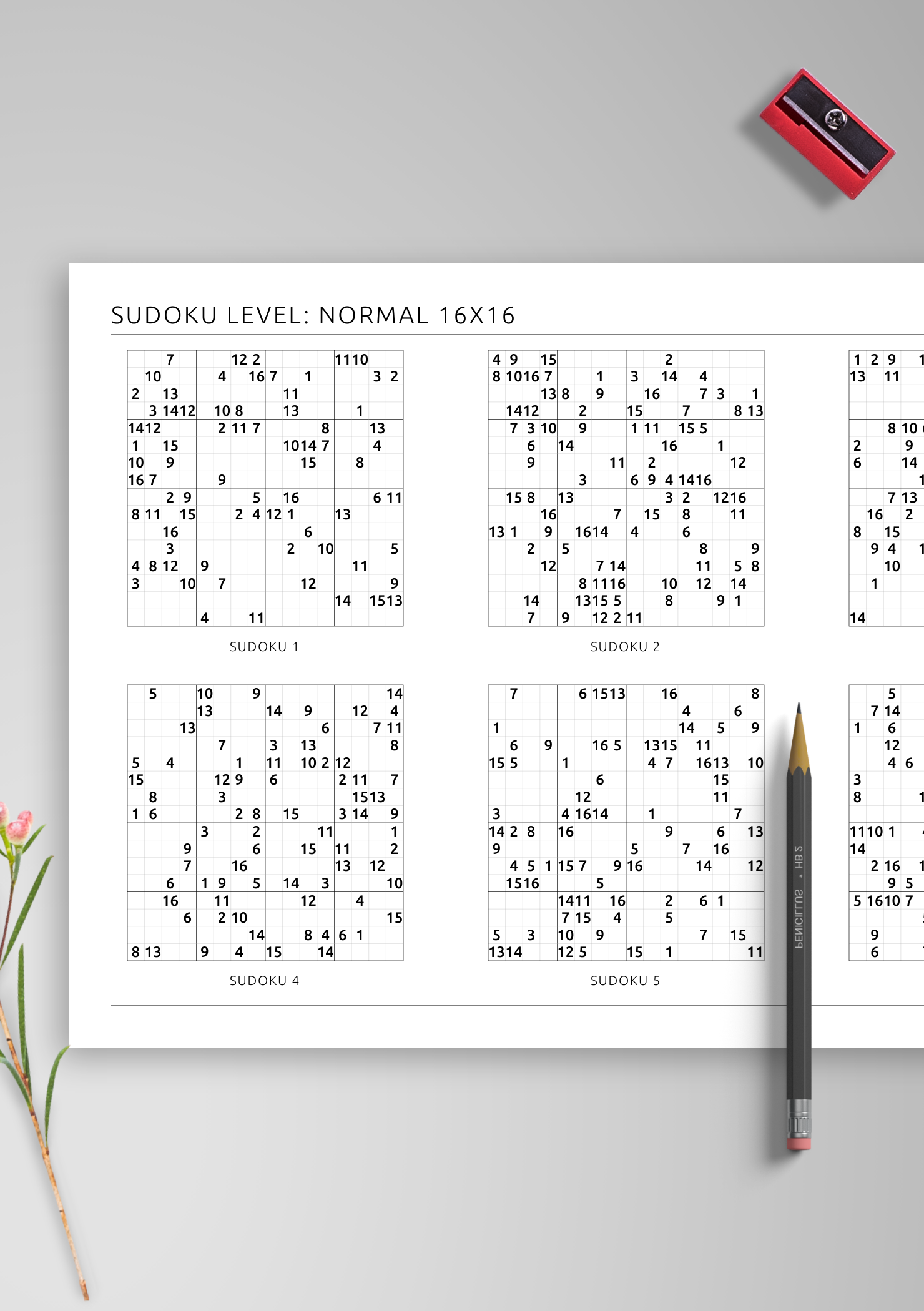 sudoku 16x16 printable
