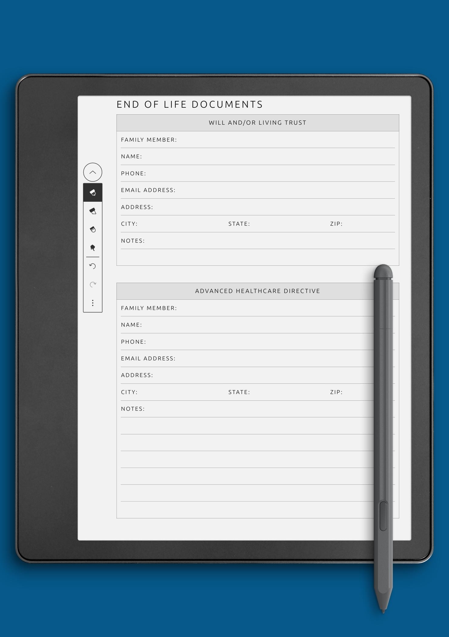 free printable end-of-life documents