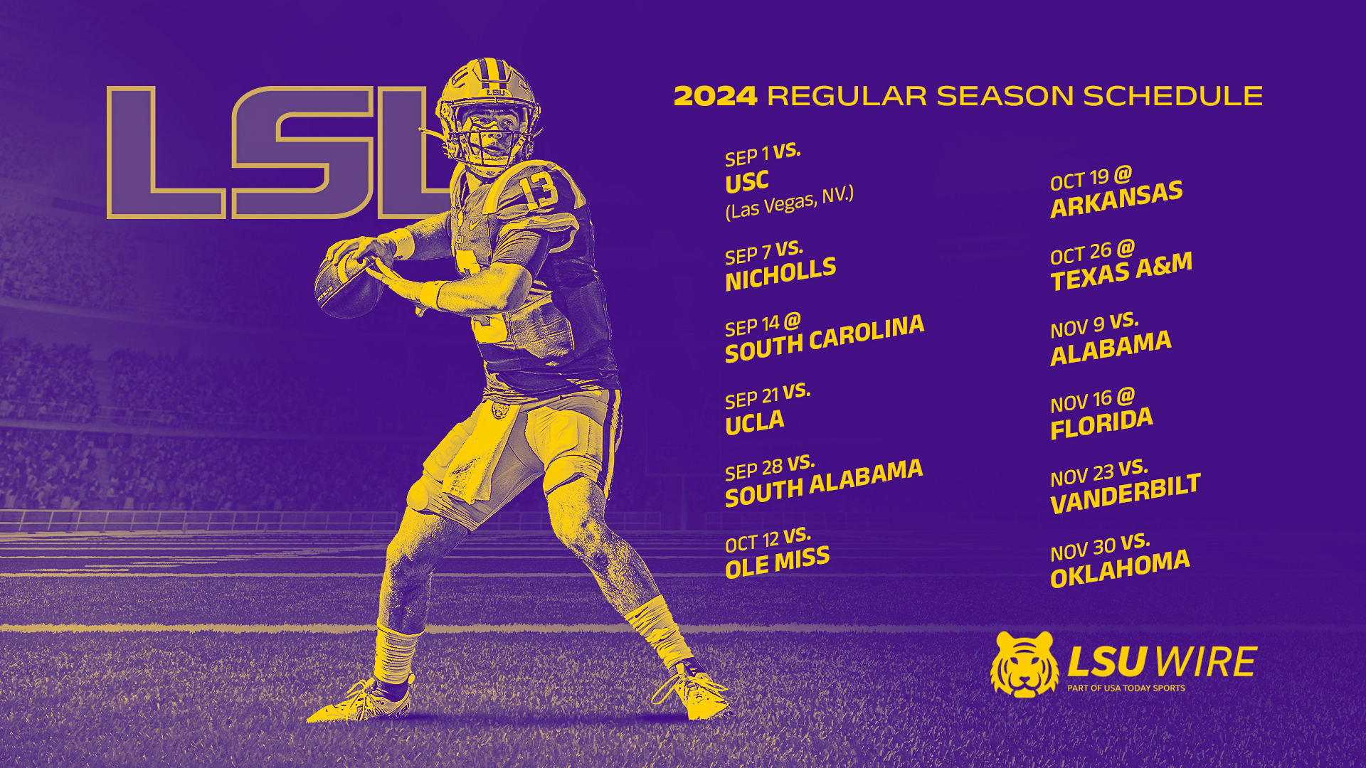 Downloadable 2024 LSU Tigers Football Schedule