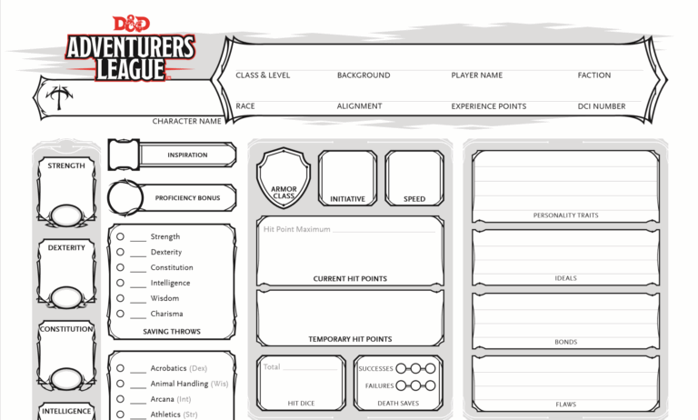 Dungeons Dragons Character Sheet Edel Alon