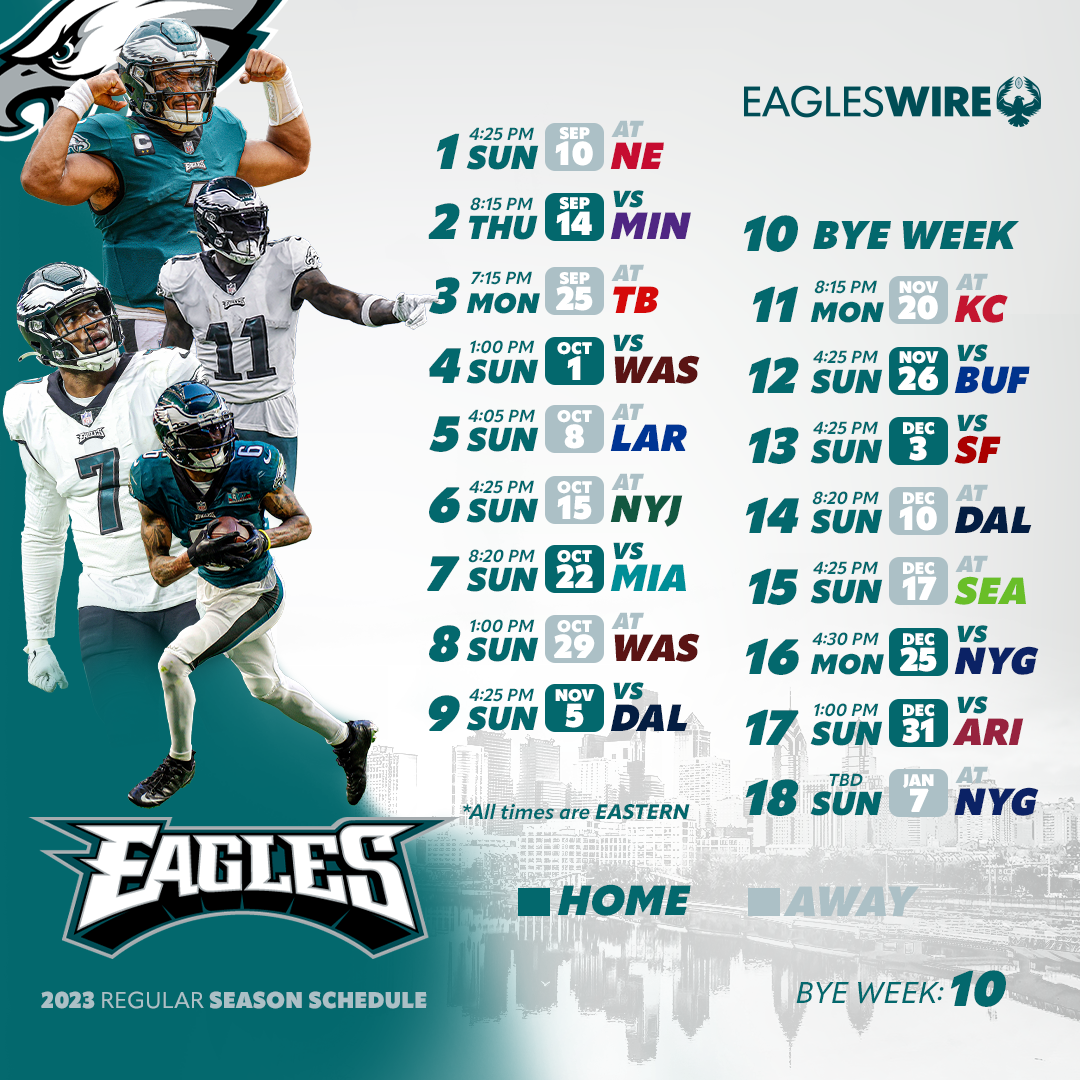 printable eagles schedule 2024