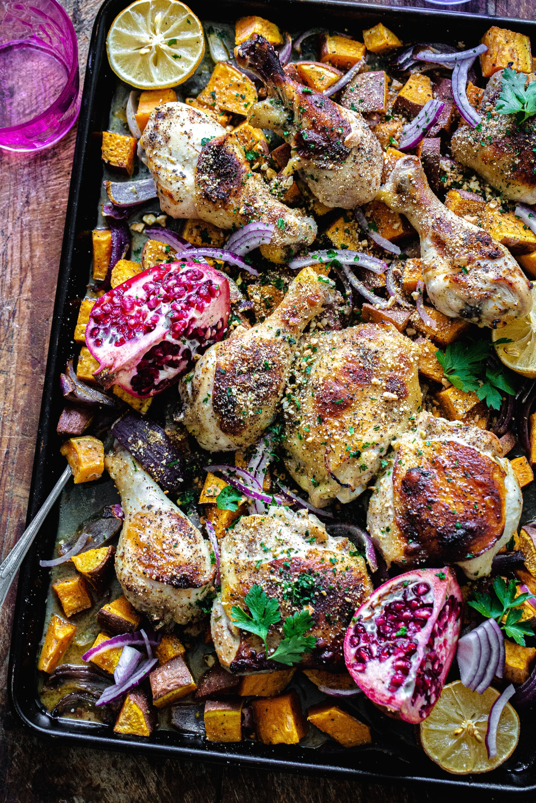 Easy Egyptian Chicken With Sweet Potatoes And Pomegranate My Kitchen Little