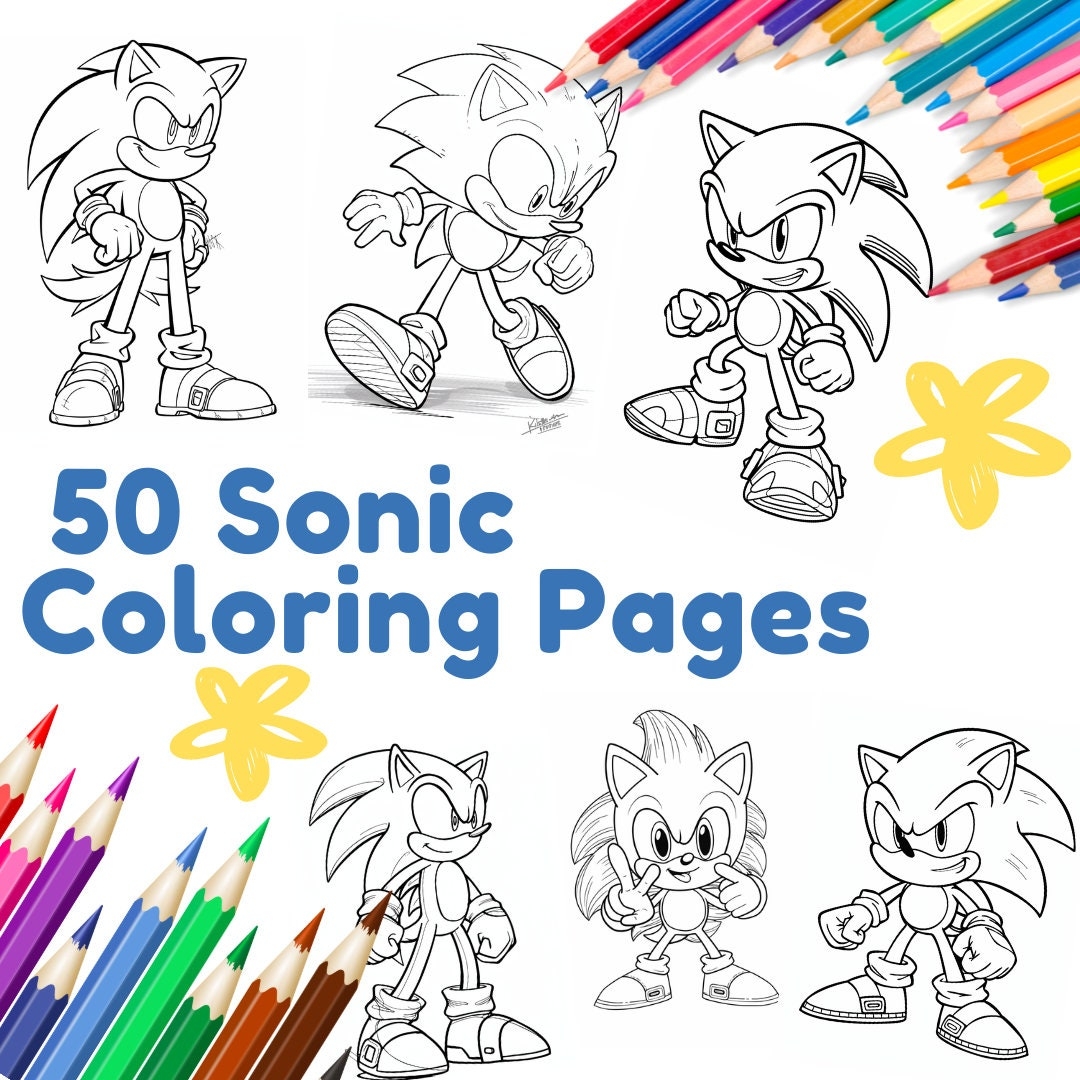 Easy Sonic Coloring Pages For Kids 50 High Quality Sonic Coloring Pages For Kids Printable In Letter And A4 Size Etsy